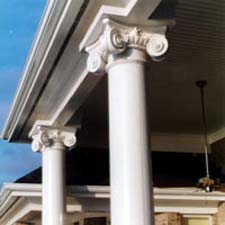 decorative columns on a back porch